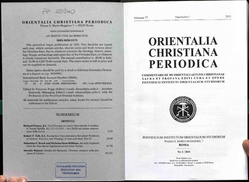 ﻿Orientalia Christiana Periodica