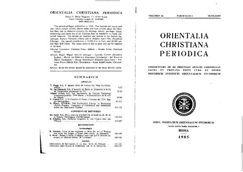 ﻿Orientalia Christiana Periodica