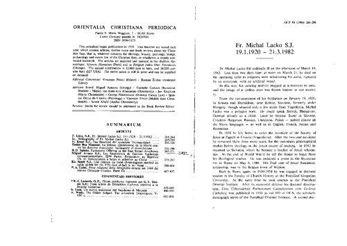 ﻿Orientalia Christiana Periodica