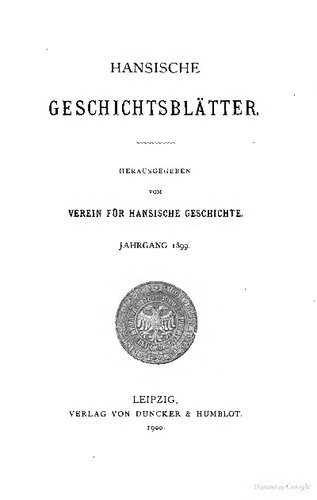 ﻿مقالات تاریخ هانسیاتیک (سال 1899-1900)