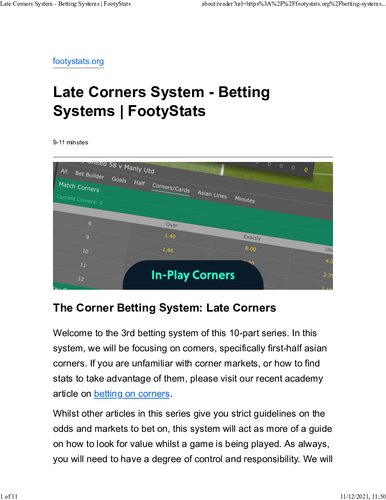 ﻿سیستم Late Corners - سیستم های شرط بندی