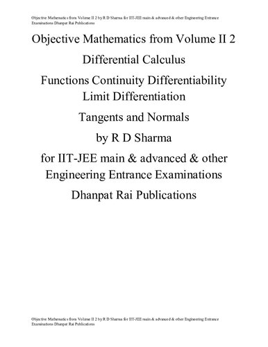 ﻿حساب دیفرانسیل ریاضی عینی از جلد دوم 2 توسط R D Sharma برای اصلی IIT-JEE
