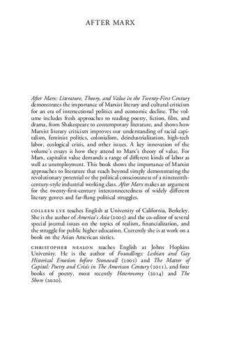 ﻿پس از مارکس: ادبیات، نظریه و ارزش در قرن بیست و یکم