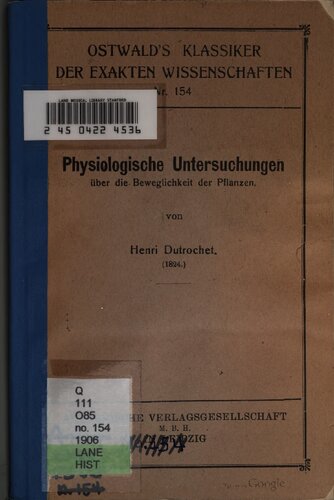 ﻿مطالعات فیزیولوژیکی در مورد تحرک گیاهان و حیوانات (1824)