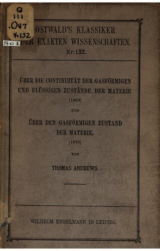 ﻿در مورد تداوم حالت های گازی و مایع و در مورد حالت گازی ماده (1869، 1876)