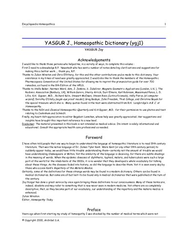 ﻿دیکشنری هومیوپاتی یاسگور و مرجع سلامت کل نگر