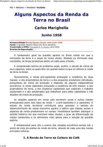 ﻿برخی از جنبه های درآمد زمین در برزیل