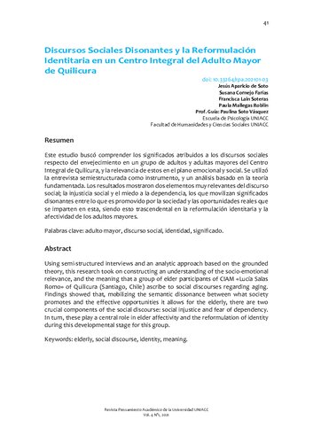 ﻿گفتمان های اجتماعی ناهماهنگ و اصلاح هویت در مرکز جامع سالمندان در کویلیکورا