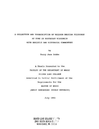 ﻿مجموعه و رونویسی از ترانه‌های بومی بلژیکی والون که در شمال شرقی ویسکانسین خوانده می‌شود با تحلیل و تفسیر تاریخی
