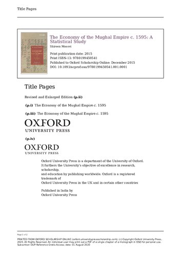 ﻿اقتصاد امپراتوری مغول ج. 1595: یک مطالعه آماری