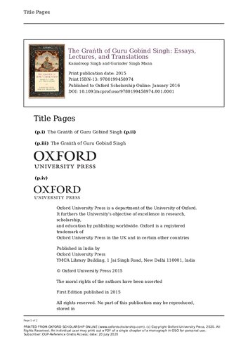 ﻿گرانت گورو گوبیند سینگ: مقالات، سخنرانی ها و ترجمه ها