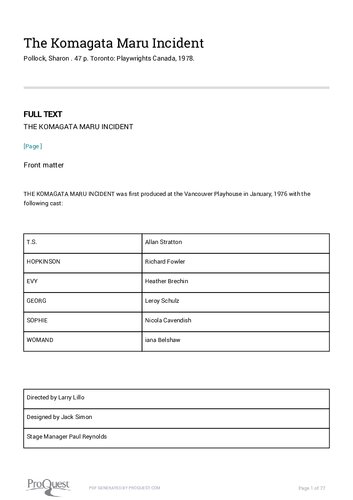 ﻿The Komagata / Maru incident