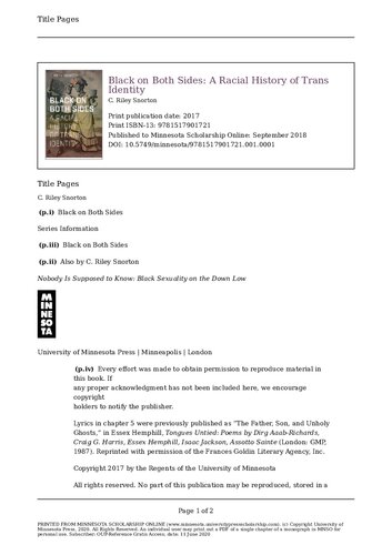 ﻿سیاه در هر دو طرف: تاریخ نژادی هویت ترنس