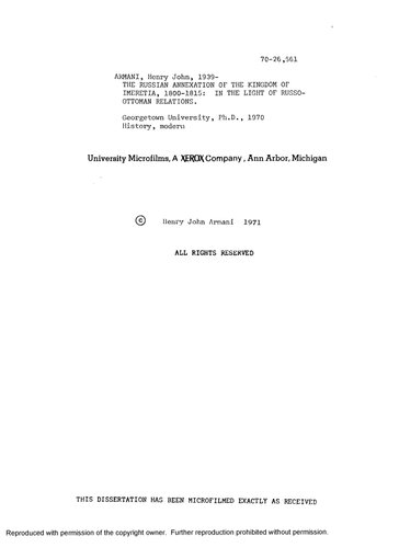 ﻿الحاق روسیه به پادشاهی ایمرتیا، 180-1815 در پرتو روابط روسیه و عثمانی