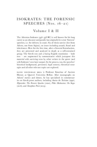 ﻿Isokrates: The Forensic Speeches (شماره 16-21)