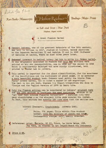 ﻿Cruyde Boeck Antwerp، 1563; فکس دیجیتال بر اساس نسخه موجود در کتابخانه دانشگاه ماربورگ