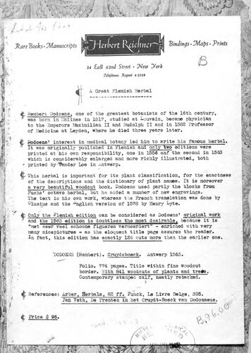 ﻿Cruyde Boeck Antwerp، 1563; فکس دیجیتال بر اساس نسخه ای از کتابخانه دانشگاه ماربورگ