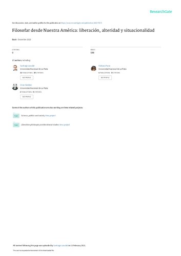 ﻿فلسفه پردازی از آمریکای ما: رهایی، غیریت و موقعیت