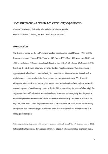 ﻿ارزهای دیجیتال به عنوان آزمایش های جامعه توزیع شده