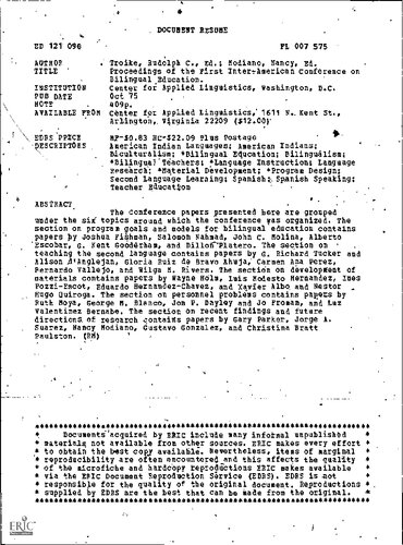 ﻿مجموعه مقالات اولین کنفرانس بین آمریکایی آموزش دو زبانه