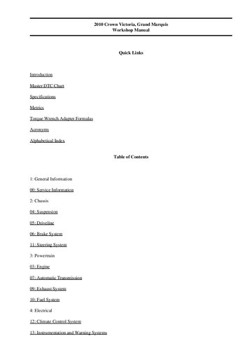 ﻿2010 Crown Victoria, Grand Marquis Workshop Manual