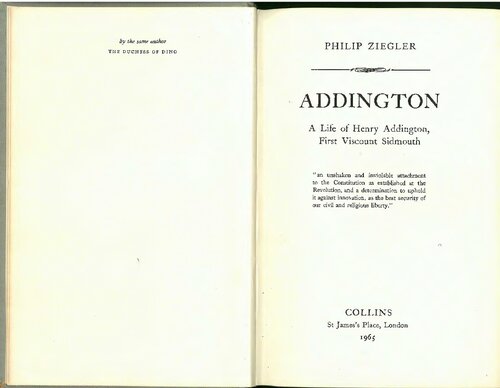 ﻿Addington: A Life of Henry Addington، First Viscount Sidmouth