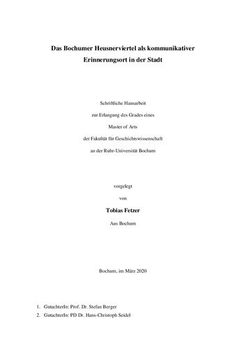 ﻿Bochum Heusnerviertel به عنوان یک مکان ارتباطی برای یادآوری در شهر