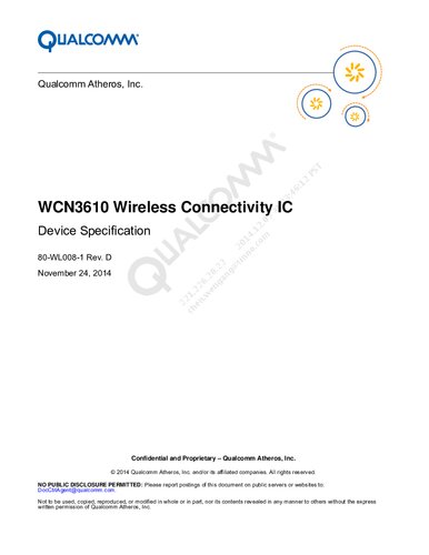 ﻿WCN3610 اتصال بی سیم مشخصات دستگاه آی سی