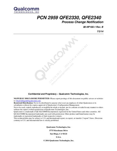 ﻿PCN 2959 QFE2330, QFE2340