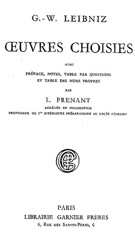 ﻿لایب نیتس - آثار برگزیده، اثر لوسی پرنانت