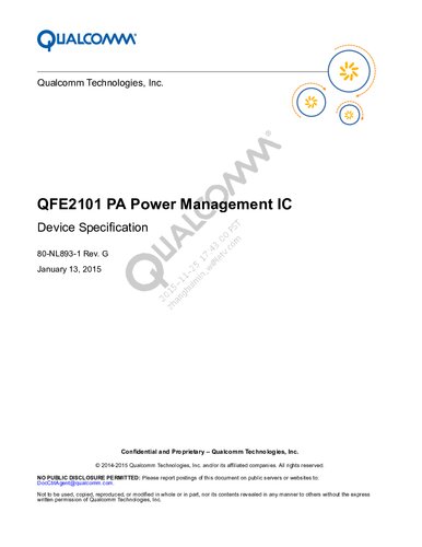 ﻿مشخصات دستگاه آی سی مدیریت توان PA QFE2101