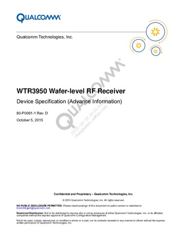 ﻿مشخصات دستگاه گیرنده RF سطح ویفر WTR3950 (اطلاعات پیشرفته)
