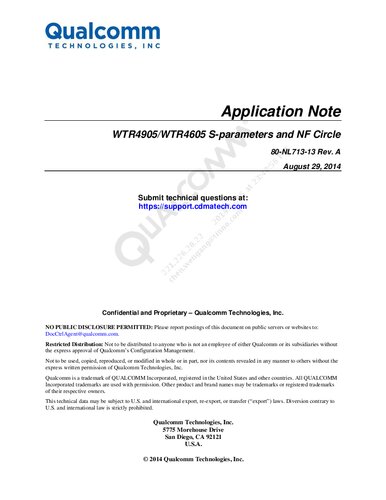 ﻿WTR4905/WTR4605 پارامترهای S و نکته کاربردی دایره NF