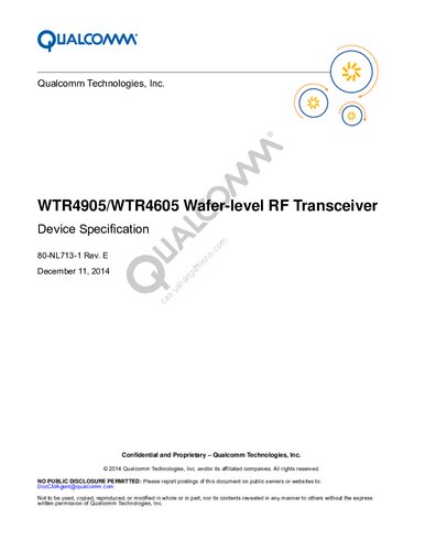 ﻿مشخصات دستگاه فرستنده و گیرنده RF سطح ویفر WTR4905/WTR4605