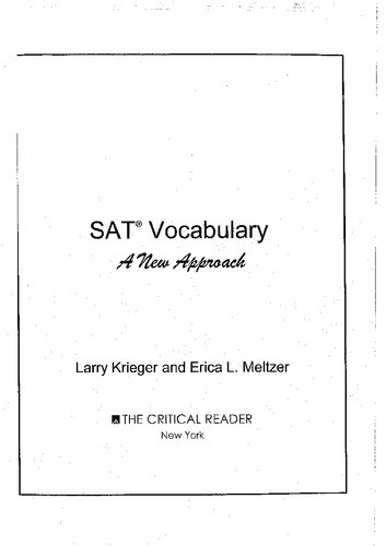 ﻿SAT Vocabulary: A New Approach