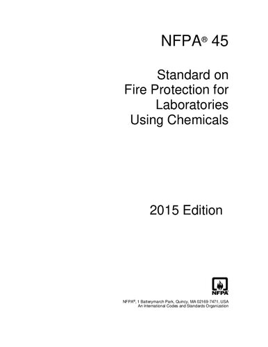 ﻿Nfpa 45: استاندارد حفاظت در برابر آتش برای آزمایشگاه‌هایی که از مواد شیمیایی استفاده می‌کنند