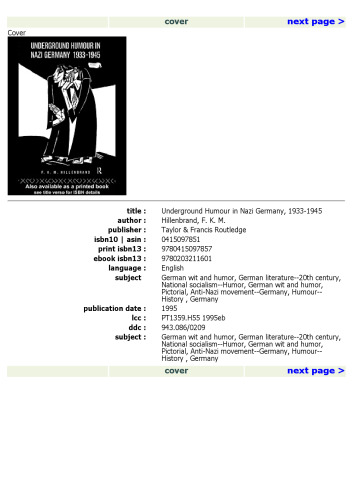 طنز زیرزمینی در آلمان نازی ، 1933-1945