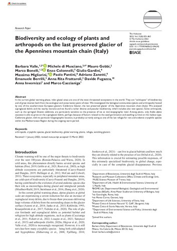 ﻿تنوع زیستی و اکولوژی گیاهان و بندپایان در آخرین یخچال طبیعی حفظ شده زنجیره کوه آپنین (ایتالیا)