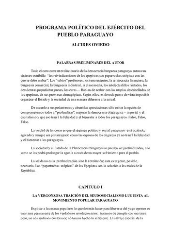 ﻿برنامه سیاسی ارتش خلق پاراگوئه