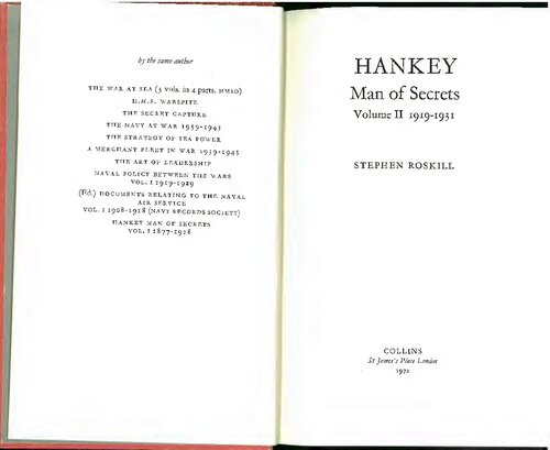﻿Hankey: Man of Secrets جلد 2: 1919-1931