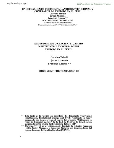 ﻿بدهی رو به رشد، تغییرات نهادی و قراردادهای اعتباری در پرو