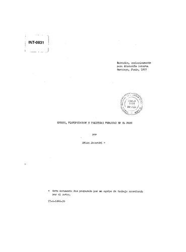 ﻿ایالت، برنامه ریزی و سیاست های عمومی در پرو