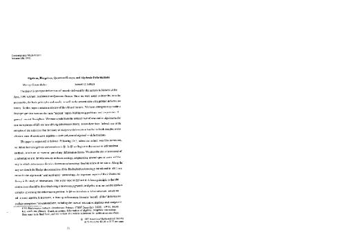 جبر ، صفراوی ، گروه های کوانتومی و تغییر شکل جبر