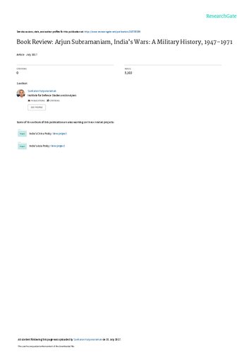 ﻿نقد کتاب: آرجون سوبرامانیام، جنگ های هند: تاریخ نظامی، 1947-1971