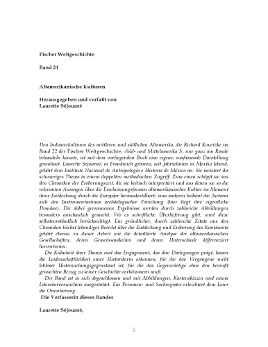 تاریخ جهانی فیشر ، جلد 21 ، فرهنگ های آمریکای قدیم