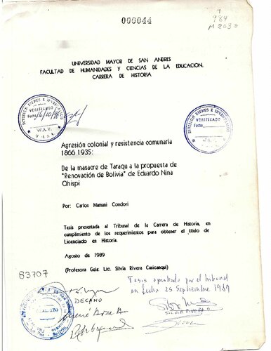 ﻿تجاوز استعماری و مقاومت جامعه 1866-1935: از کشتار تاراکو تا پیشنهاد ادواردو نینا قیسپی 