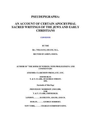 ﻿Pseudepigrapha: گزارشی از برخی از نوشته های مقدس آخرالزمان یهودیان و مسیحیان اولیه