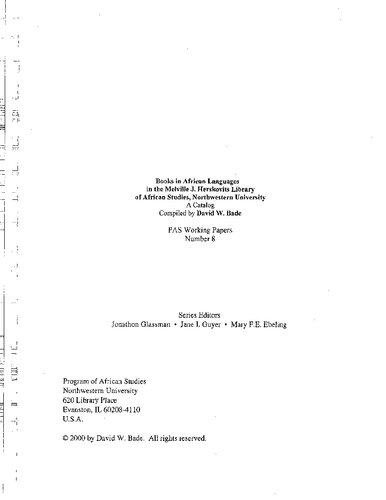 ﻿کتاب‌هایی به زبان‌های آفریقایی در کتابخانه مطالعات آفریقایی ملویل جی. هرسکویتز، دانشگاه نورث وسترن: یک کاتالوگ