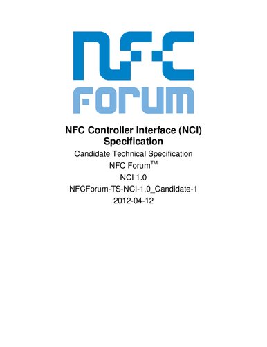 ﻿رابط کنترلر NFC (NCI) مشخصات نامزد مشخصات فنی 1.0