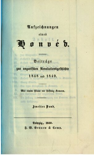 ﻿﻿سوابق یک Honvéd; مشارکت در تاریخ انقلابی مجارستان 1848 و 1849